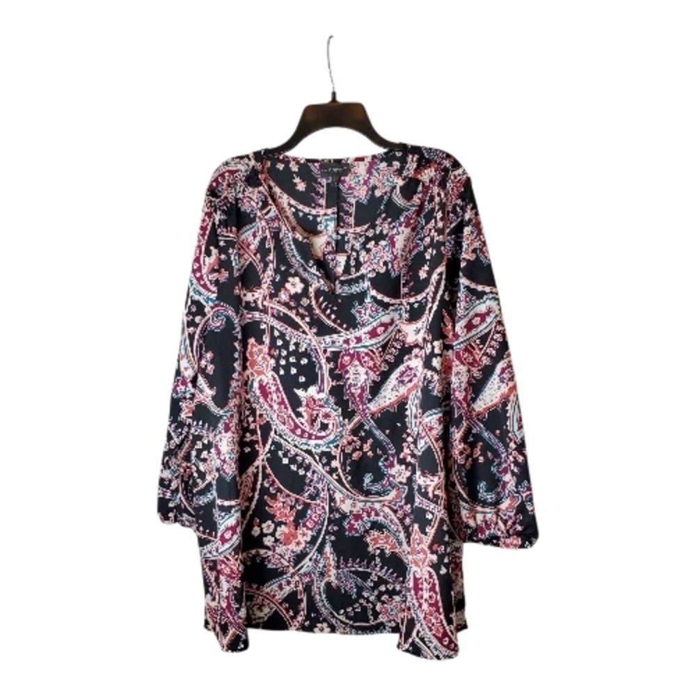 🇺🇸Lane Bryant Black and Pink Paisley Top Size 22